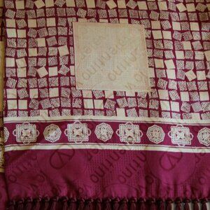 VTG Valentino Burgundy Silk Jacquard Fringe Edge Oblong Scarf